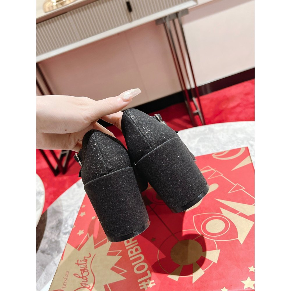 Cheap Reps Christian Louboutin Miss Jane Pumps 55mm In Black Glitter Leather