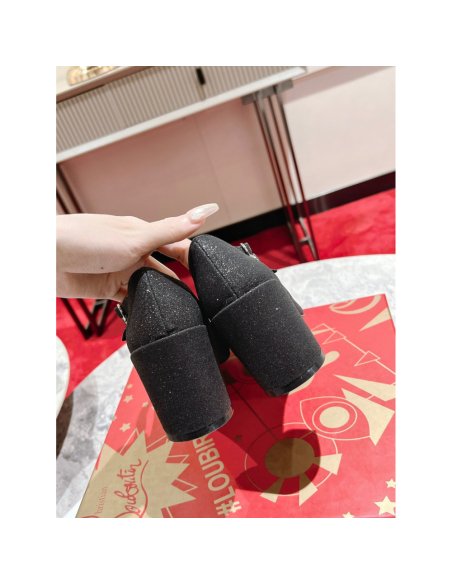 Cheap Reps Christian Louboutin Miss Jane Pumps 55mm In Black Glitter Leather