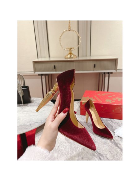 Cheap Reps Christian Louboutin Lipchick Pumps 100mm In Red Velvet