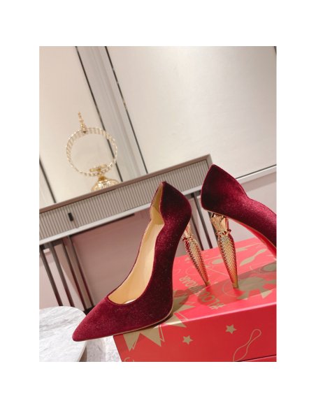 Cheap Reps Christian Louboutin Lipchick Pumps 100mm In Red Velvet