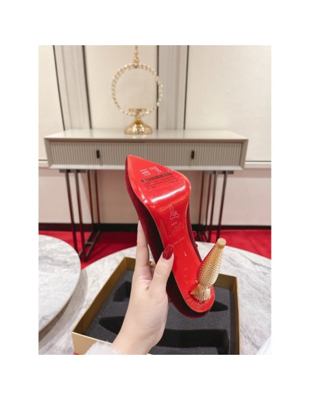 Cheap Reps Christian Louboutin Lipchick Pumps 100mm In Red Velvet