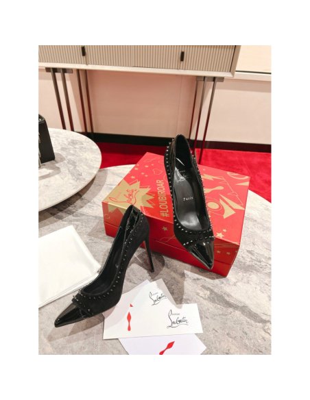 Cheap Reps Christian Louboutin Duvette Spikes 85mm Pumps in Black Suede Leather