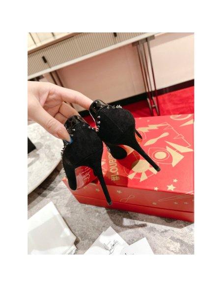 Cheap Reps Christian Louboutin Duvette Spikes 85mm Pumps in Black Suede Leather