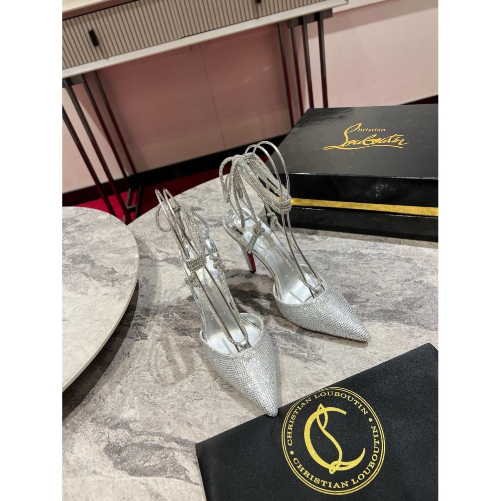 Cheap Reps Christian Louboutin Astrid Lace Strassita 85mm Strappy Pumps with Crystal