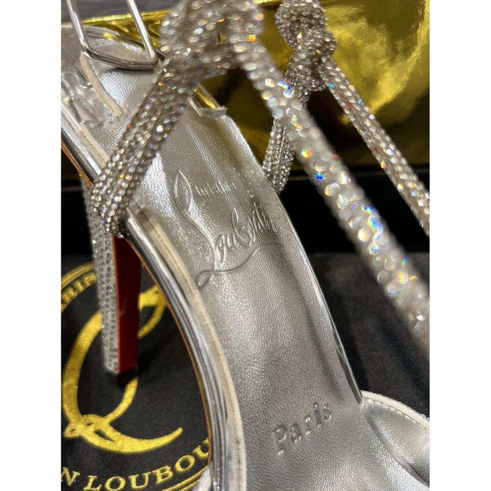Cheap Reps Christian Louboutin Astrid Lace Strassita 85mm Strappy Pumps with Crystal