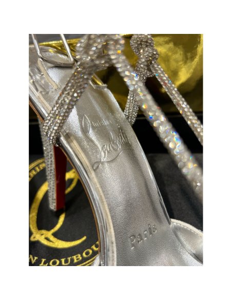 Cheap Reps Christian Louboutin Astrid Lace Strassita 85mm Strappy Pumps with Crystal