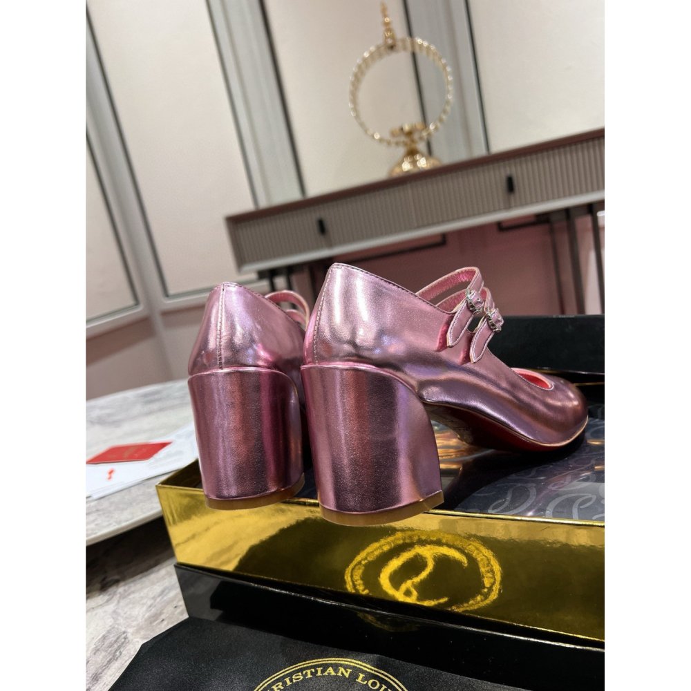 Cheap Reps Christian Louboutin Miss Jane Pumps 55mm In Pink Iridescent Leather