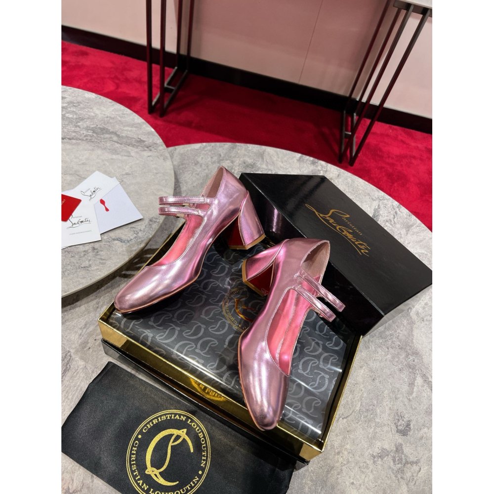 Cheap Reps Christian Louboutin Miss Jane Pumps 55mm In Pink Iridescent Leather