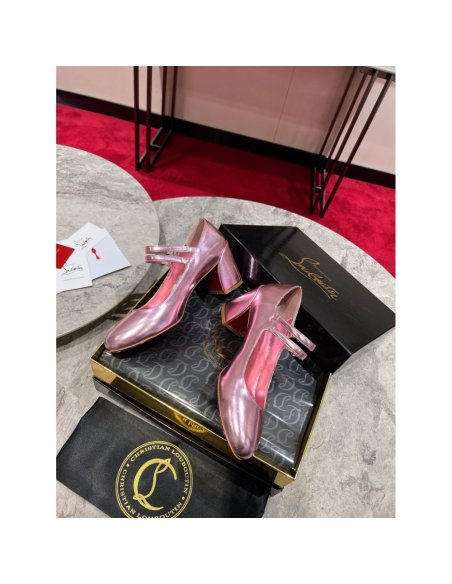 Cheap Reps Christian Louboutin Miss Jane Pumps 55mm In Pink Iridescent Leather