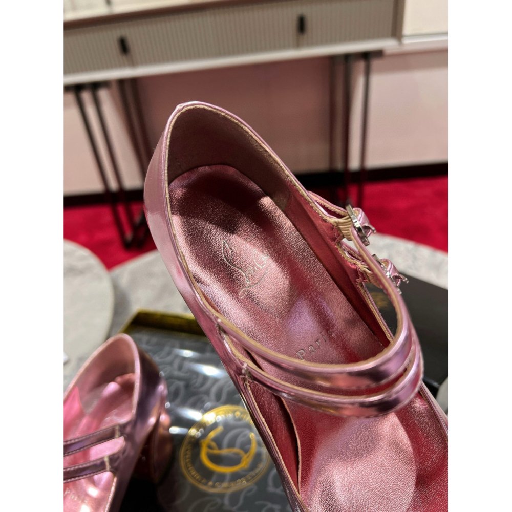 Cheap Reps Christian Louboutin Miss Jane Pumps 55mm In Pink Iridescent Leather