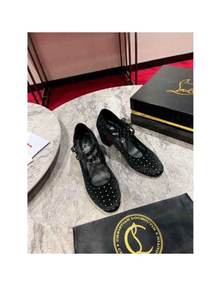 Cheap Reps Christian Louboutin Miss Jane Pumps 55mm In Velvet with Strass