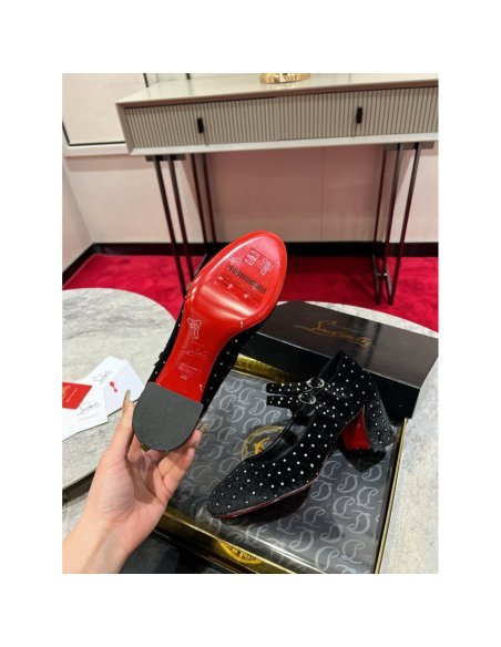 Cheap Reps Christian Louboutin Miss Jane Pumps 55mm In Velvet with Strass