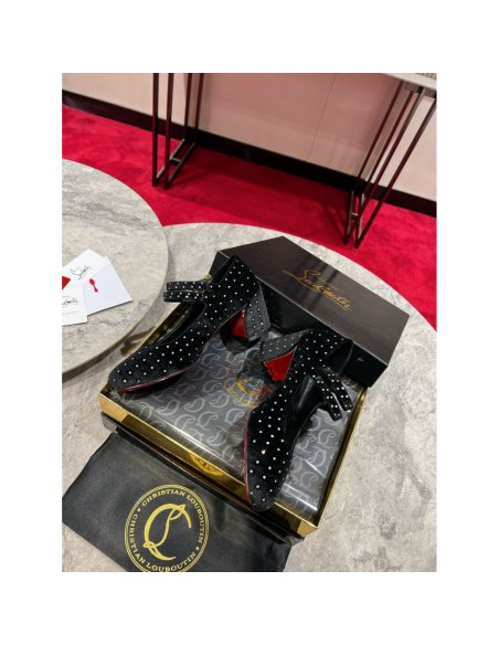 Cheap Reps Christian Louboutin Miss Jane Pumps 55mm In Velvet with Strass