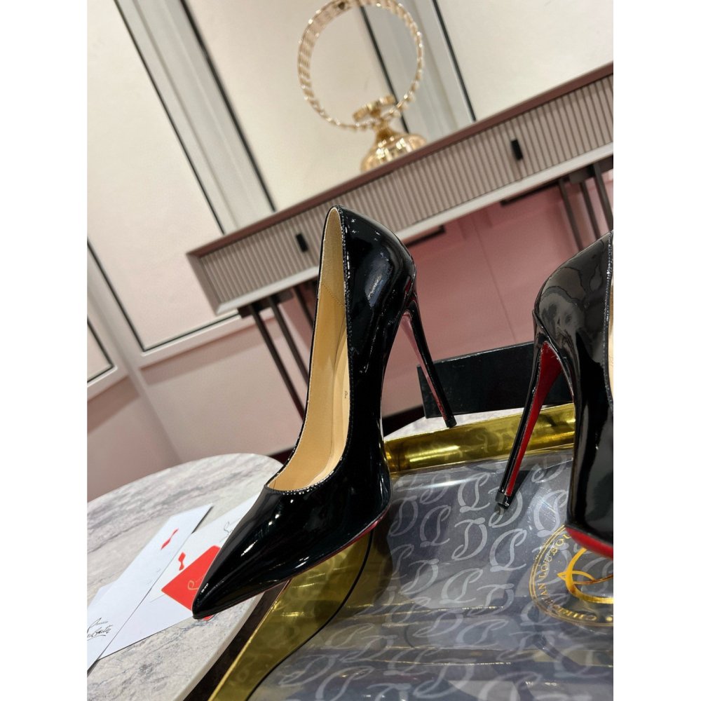 Cheap Reps Christian Louboutin So Kate Pumps 100mm in Black Patent Leather