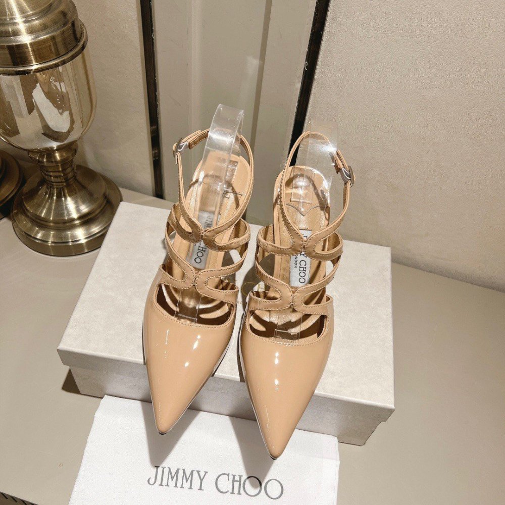Cheap Reps Jimmy Choo Azia Pumps 95mm in Nude Patent Leather