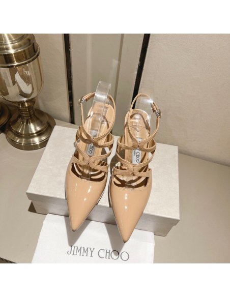 Cheap Reps Jimmy Choo Azia Pumps 95mm in Nude Patent Leather