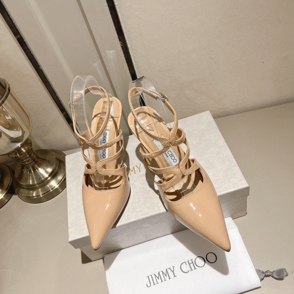 Cheap Reps Jimmy Choo Azia Pumps 95mm in Nude Patent Leather