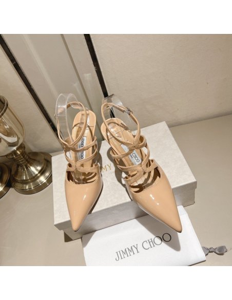 Cheap Reps Jimmy Choo Azia Pumps 95mm in Nude Patent Leather