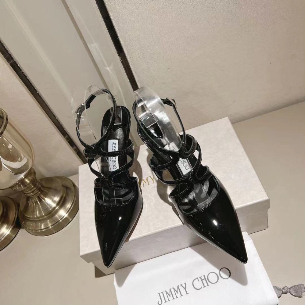 Cheap Reps Jimmy Choo Azia Pumps 95mm in Black Patent Leather