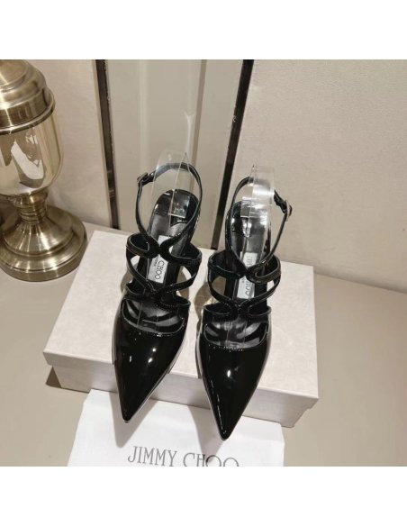 Cheap Reps Jimmy Choo Azia Pumps 95mm in Black Patent Leather