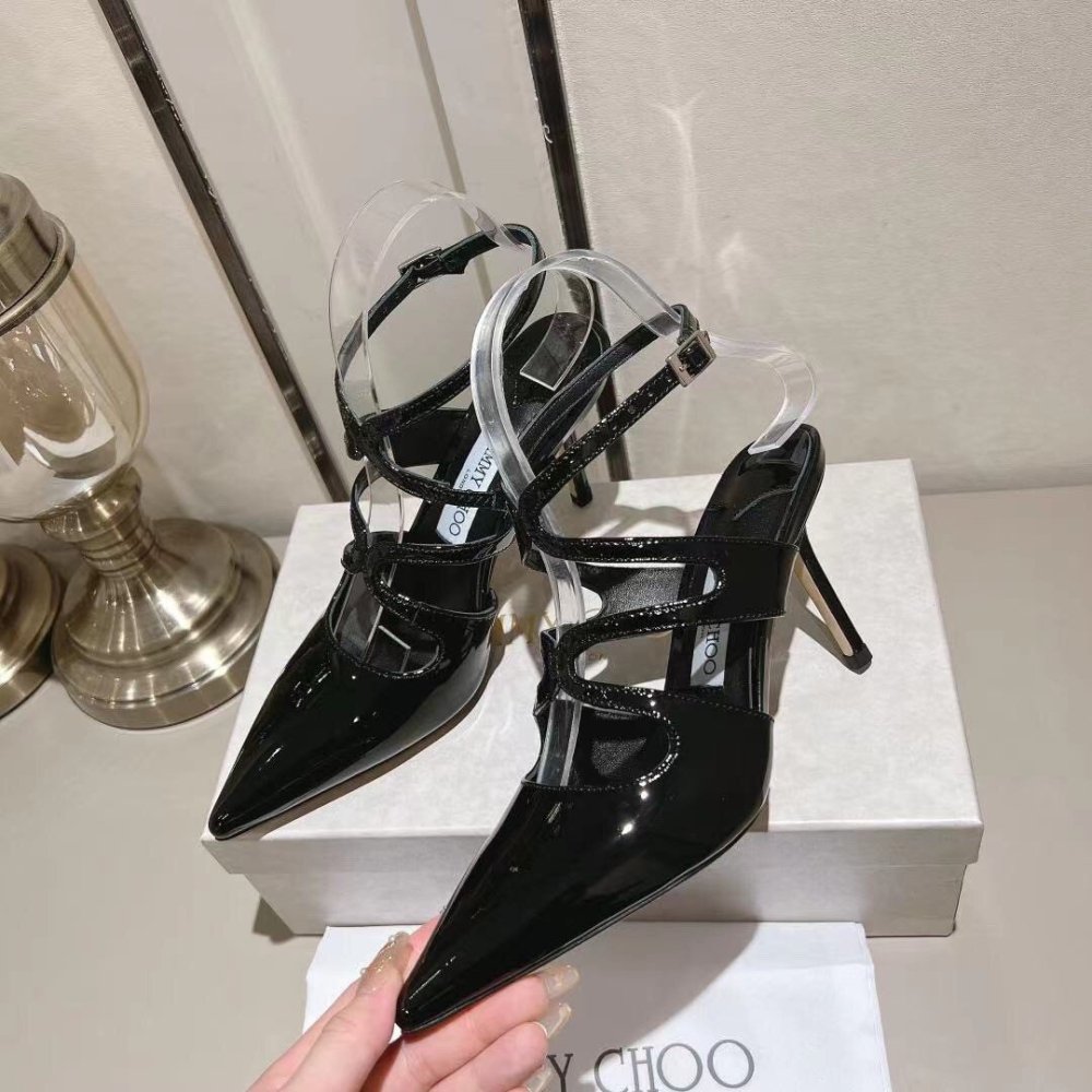 Cheap Reps Jimmy Choo Azia Pumps 95mm in Black Patent Leather