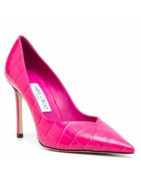 Cheap Reps Jimmy Choo Cass 95mm Pumps in Pink Croc-Embossed Leather