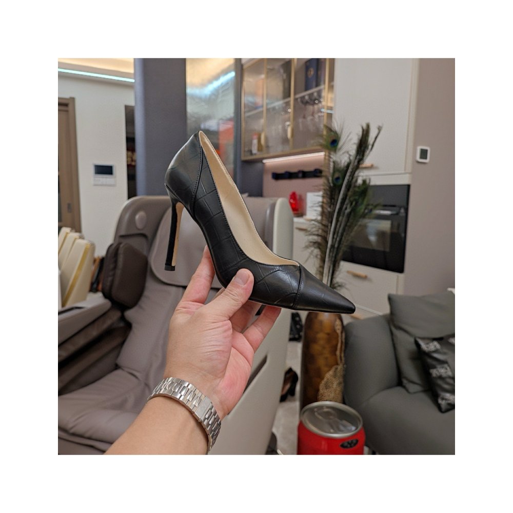 Cheap Reps Jimmy Choo Cass 95mm Pumps in Black Croc-Embossed Leather