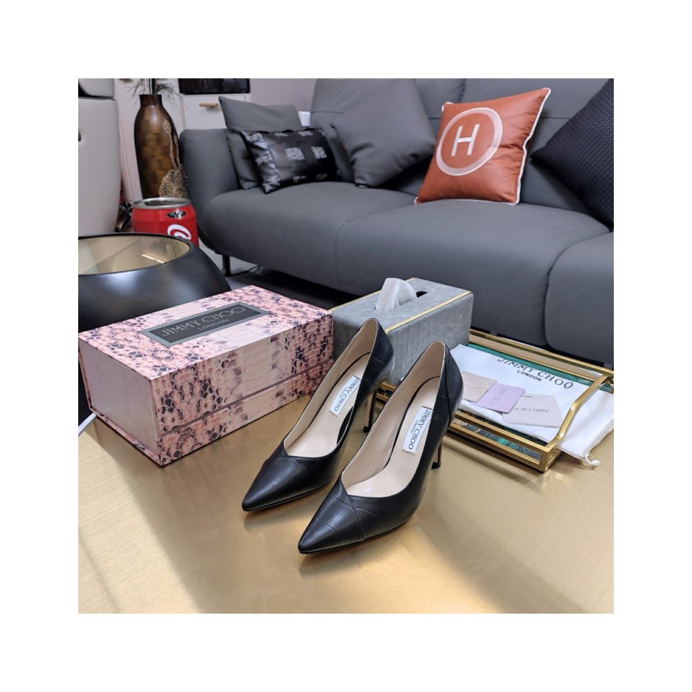 Cheap Reps Jimmy Choo Cass 95mm Pumps in Black Croc-Embossed Leather