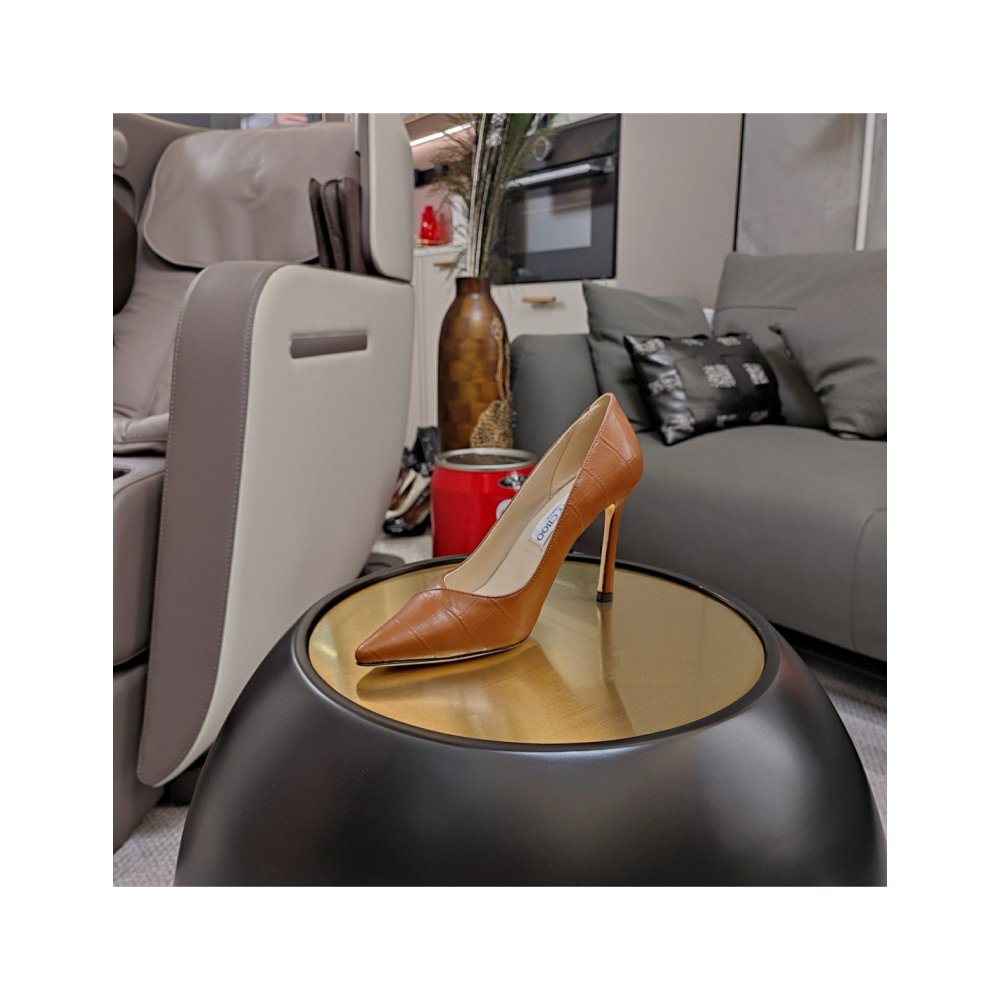 Cheap Reps Jimmy Choo Cass 95mm Pumps in Brown Croc-Embossed Leather