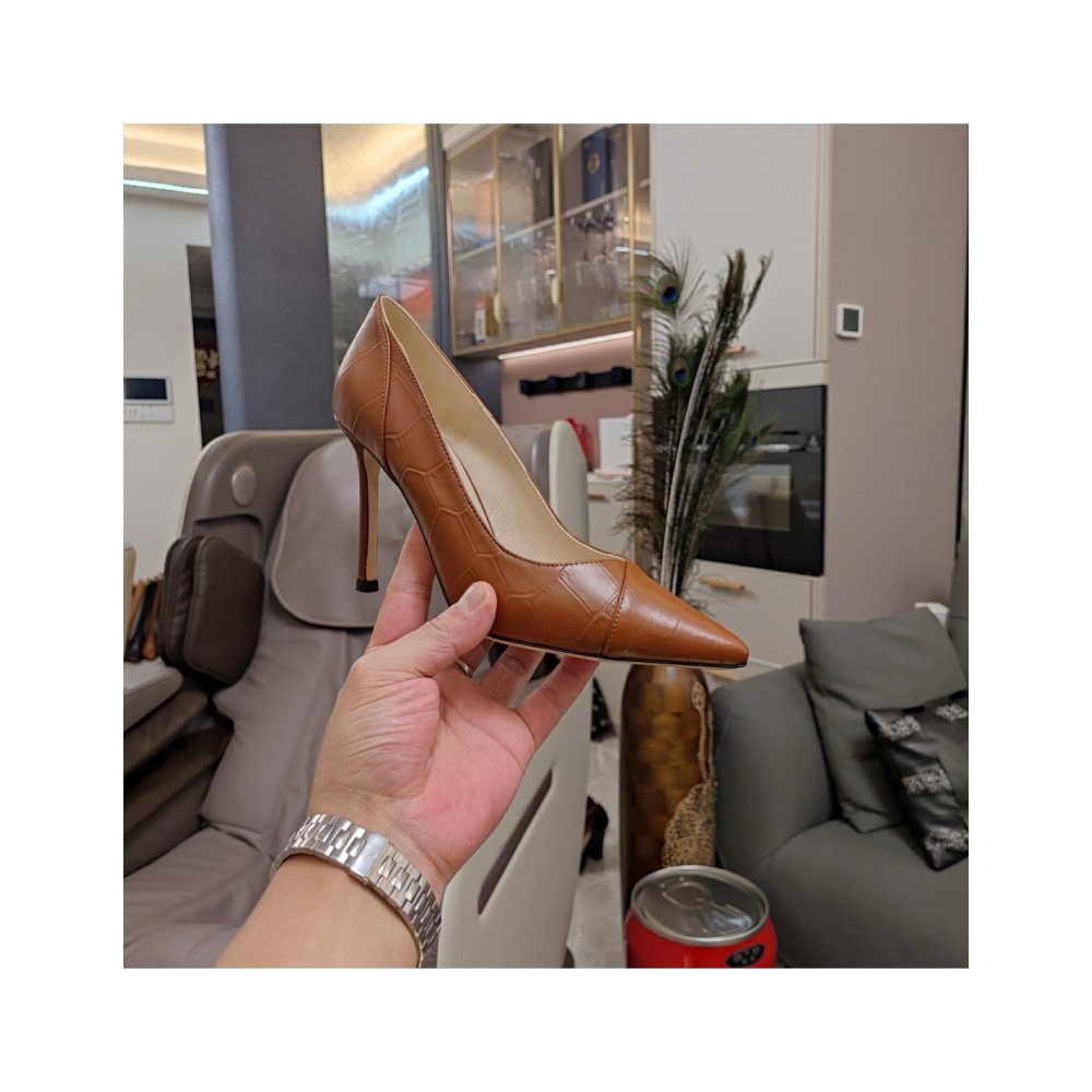 Cheap Reps Jimmy Choo Cass 95mm Pumps in Brown Croc-Embossed Leather