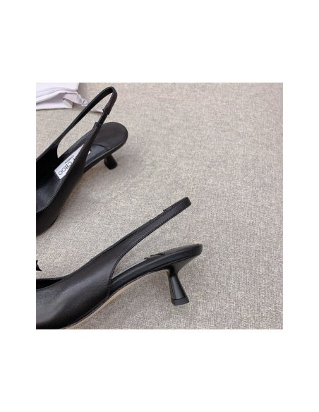 Cheap Reps Jimmy Choo Amita Flowers 45mm Slingback Pumps in Black Leather