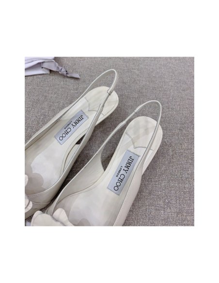 Cheap Reps Jimmy Choo Amita Flowers 45mm Slingback Pumps in White Leather