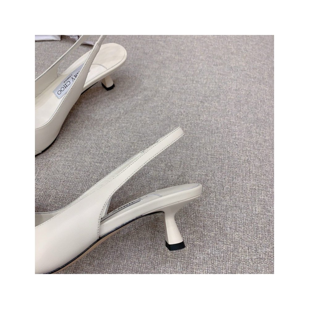 Cheap Reps Jimmy Choo Amita Flowers 45mm Slingback Pumps in White Leather