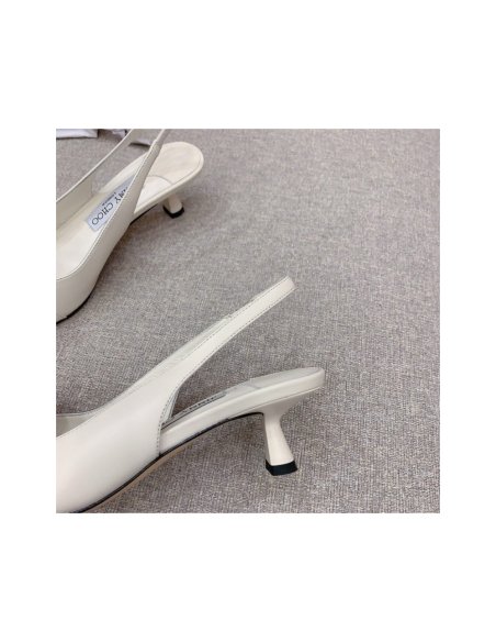 Cheap Reps Jimmy Choo Amita Flowers 45mm Slingback Pumps in White Leather