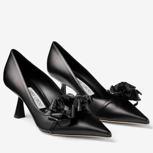 Cheap Reps Jimmy Choo Rosalia Flowers 65mm Pumps in Black Leather