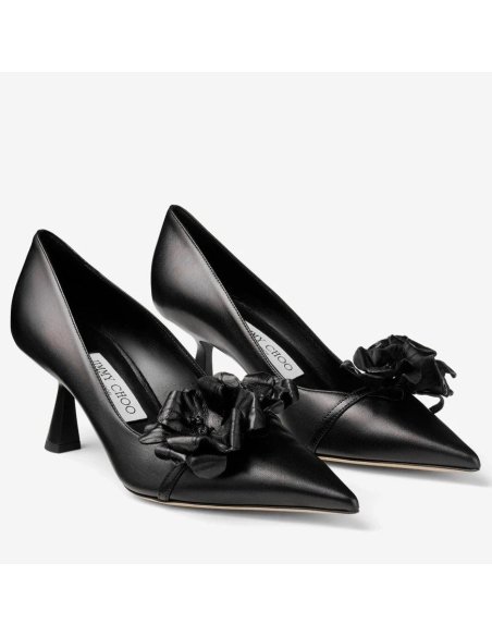 Cheap Reps Jimmy Choo Rosalia Flowers 65mm Pumps in Black Leather