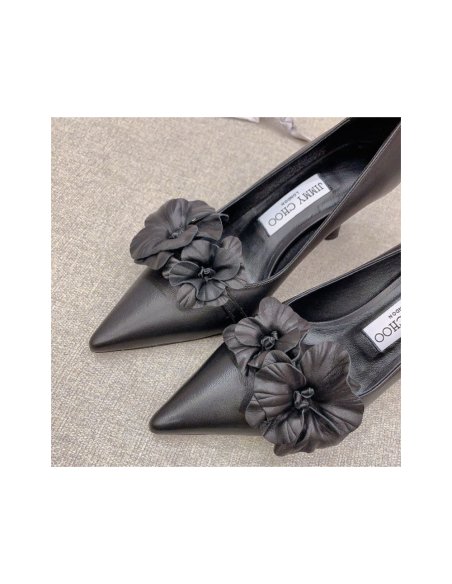 Cheap Reps Jimmy Choo Rosalia Flowers 65mm Pumps in Black Leather