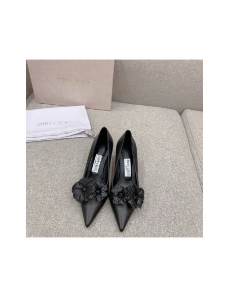 Cheap Reps Jimmy Choo Rosalia Flowers 65mm Pumps in Black Leather