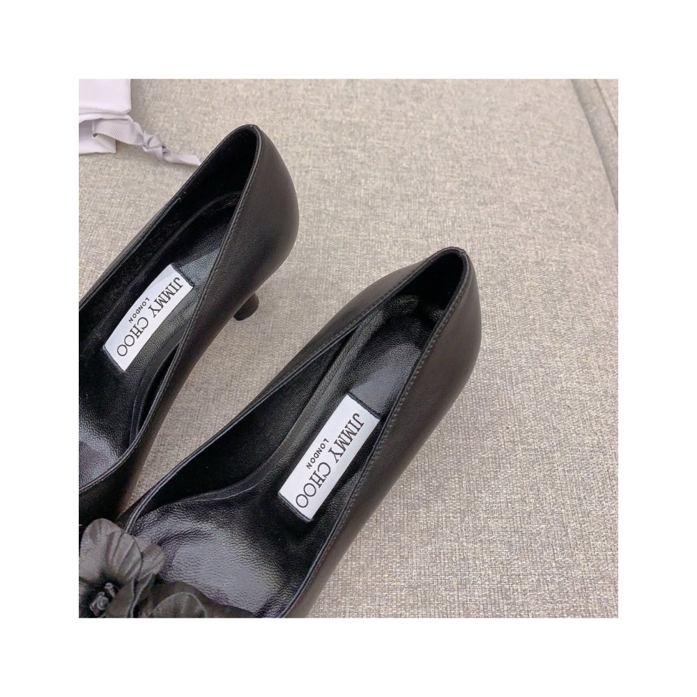 Cheap Reps Jimmy Choo Rosalia Flowers 65mm Pumps in Black Leather
