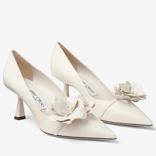 Cheap Reps Jimmy Choo Rosalia Flowers 65mm Pumps in White Leather