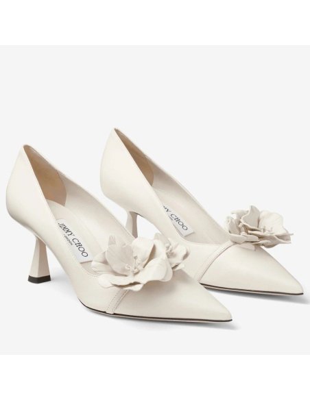 Cheap Reps Jimmy Choo Rosalia Flowers 65mm Pumps in White Leather