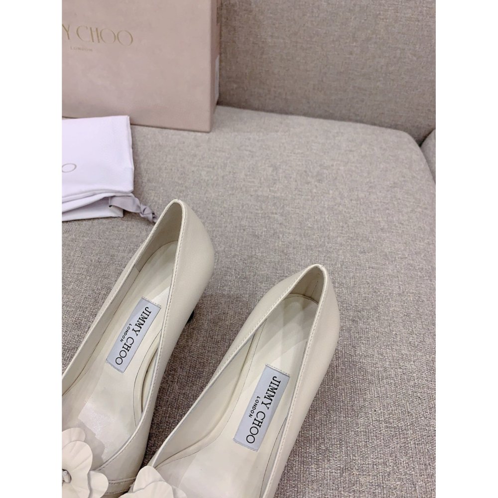 Cheap Reps Jimmy Choo Rosalia Flowers 65mm Pumps in White Leather