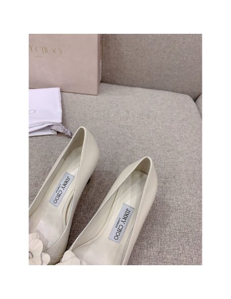 Cheap Reps Jimmy Choo Rosalia Flowers 65mm Pumps in White Leather