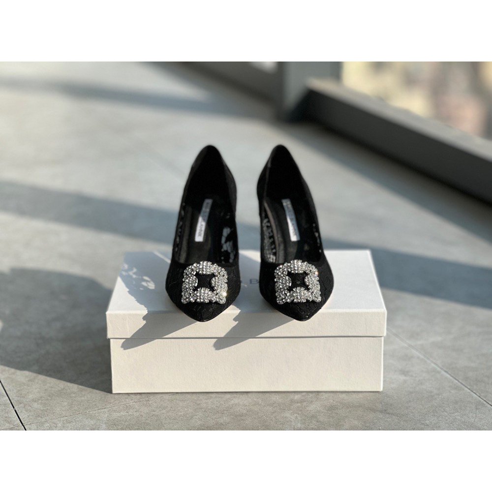 Cheap Reps Manolo Blahnik Hangisi 70 Pumps In Black Lace