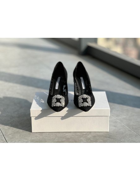 Cheap Reps Manolo Blahnik Hangisi 70 Pumps In Black Lace