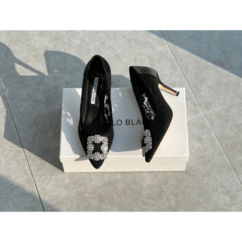 Cheap Reps Manolo Blahnik Hangisi 70 Pumps In Black Lace