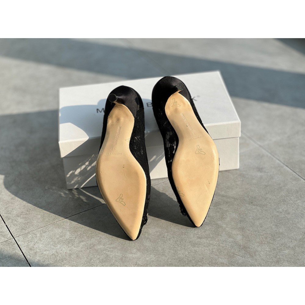 Cheap Reps Manolo Blahnik Hangisi 70 Pumps In Black Lace