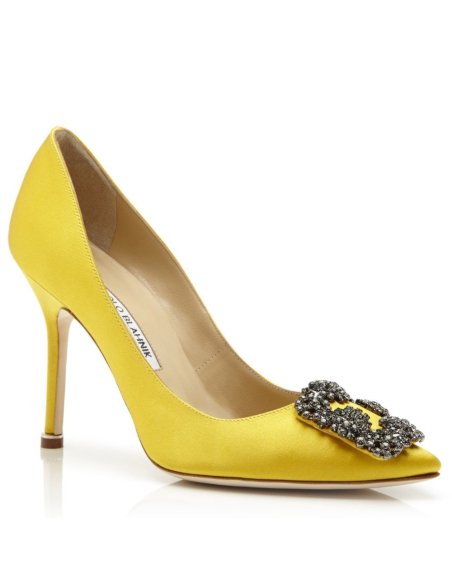 Cheap Reps Manolo Blahnik Hangisi 105 Pumps In Yellow Satin