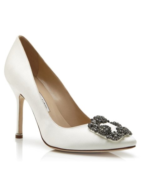 Cheap Reps Manolo Blahnik Hangisi 105 Pumps In White Satin