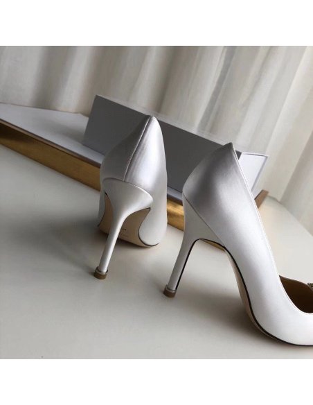 Cheap Reps Manolo Blahnik Hangisi 105 Pumps In White Satin
